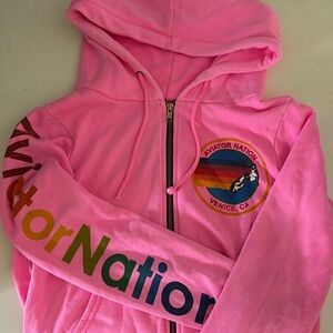 pink aviator nation zip up hoodie